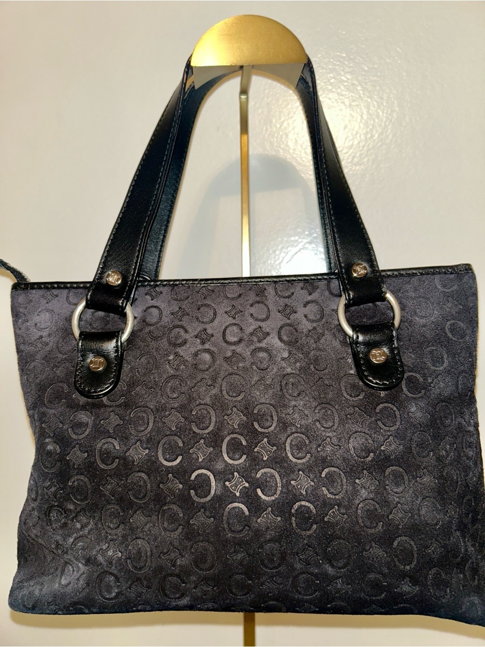 Celine C Macadam Monogram Embossed Suede Tote Bag. Produced in the 1990’s